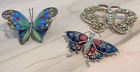 3 VTG BUTTERFLY BROOCHS / PINS COLORFUL & UNIQUE OLDER PIECES