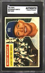 1956 Topps #135 Mickey Mantle Gray Back SGC Authentic