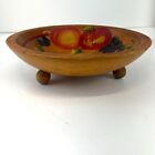 Wooden Vintage Hand Painted Folk Wooden Footed Bowl 8