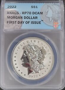 2022 Morgan Dollar $1 ANACS Certified RP70 DCAM First Day of Issue - FIJI