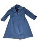 Vintage Women's 100% Cashmere Blue Trench Coat Sz Small Beautiful Large Buttons