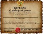 Harry Potter Hogwarts School Certificate Of Graduation Prop/Replica