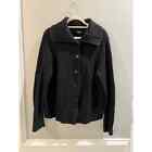 Talbots Cardigan Sweater Black Size Large Wool Cotton Blend Shawl Collar Chunky