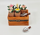 Vintage Gardener's Flower Pots Hinged Porcelain Trinket Box * READ DESCRIPTION!