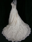 Designer Wedding Dress 10 Tulle Lace Ball Gown Ivory Crystals Beads Buttons Wow!