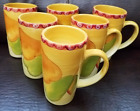 Gates Ware by Laurie Gates Set of 6 Yellow, Orange and Green Pear Coffee Mugs