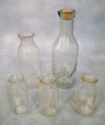 VTG Clear Milk Bottles Different Size Lot Of 5 PC Rowan Dairy The Milk Protector