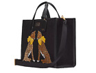 AUTH NWT Kate Spade New York Manhattan Lady Leopard Embroidered Fabric LG Tote
