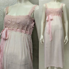 Antique Edwardian Ladies Pink Cotton Crochet Nightgown Slip Empire Waist Dress