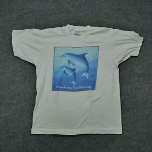 Vintage Human I Tees T Shirt Adult Large White Dolphins Ocean Nature Mens 90s