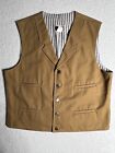 Men’s LARGE Classic Old West Styles Brown Canvas Western Vest USA MADE