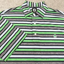 FootJoy FJ Polo Shirt Mens L Green Gray Striped Stretch Treesdale Country Club