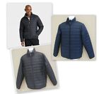 Goodfellow lightweight puffer jacket full zip front Collar BLACK / GRAY / BLUE