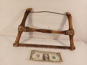 Rare Vintage Hand Made Crosscut Bow Saw Primitive Kinding Saw One-Of-A-Kind