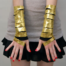 Gold Cut Out Gloves Ripped Mummy Arm Warmers Cosplay Costume Rave Holographic