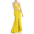 Aidan by Aidan Mattox Womens Yellow Mermaid Evening Dress Gown 10 BHFO 7128