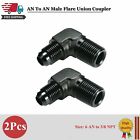 2Pcs -6 AN to 3/8 NPT Fitting Black Male 90 Degree Elbow Adapter For Fuel System
