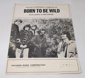 Vintage Steppenwolf Born to be Wild Sheet Music 1960s 1968 1969 Duchess