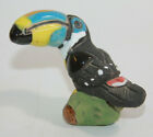 Vtg Toucan Figurine Hand Made Ceramic Pottery Bird Figurine Colorful bird Peru