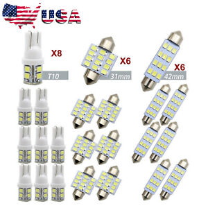 20PCS LED Car Interior Inside Light Dome Map Door License Plate Lights White (For: More than one vehicle)