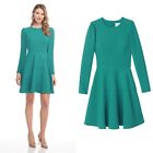 NWT Gal Meets Glam Green Long Sleeve Crepe Celeste A-Line Mini Dress Size 0