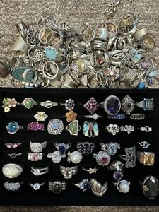 HIGH END 40 GRAM RINGS LOT ASSORTED STERLING SILVER 925 WHOLESALE RESALE