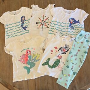 Mermaid Tops Shirts Lot of 5 + 1 Pair of Leggings Girls Size 4/4T/4-5