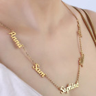 Custom Multiple Personalized Name Necklace Gold Silver Rose Gold Stainless Steel