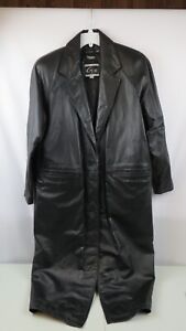 G3 Leather Trench coat. Smooth black leather with removable black paisley liner.