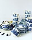 32 PC Set Churchill Blue Willow Dinner Plates Cup & Saucer Soup Bowls China