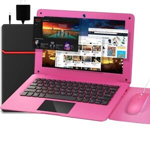 Laptop Computer 10.1'' Quad Core Android 12.0 Netbook 1.8 GHz USB 2.0 Wifi Pink
