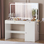 Vanity Set Makeup Table with Lighted Mirror Dressing Table 2 Drawer Dresser Desk