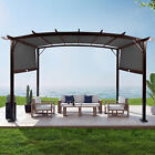 12 ft x 9 ft Metal Arched Pergola with Retractable Canopy Tent for Party BBQ