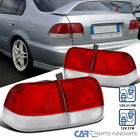 Fits 96-98 Honda Civic 4Dr Sedan Red/Clear Tail Lights Rear Brake Parking Lamps (For: 1997 Civic EX)