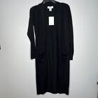 New Magaschoni Black Knit Cardigan Open Front Pockets Long Sleeve Sz S