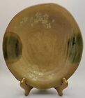 tag Shallow Stoneware Bowl Hand Thrown Green Gold Floral