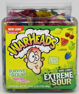 Warheads Extreme Sour Hard Candy 240 Count Tub War Head Bulk Candies OVER 2 LBS