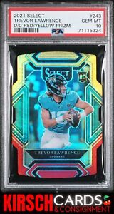 Trevor Lawrence 2021 Select #243 D/C Red/Yellow Prizm RC PSA 10