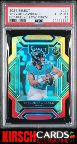 Trevor Lawrence 2021 Select #243 D/C Red/Yellow Prizm RC PSA 10