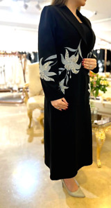 Embroidered Women's Long Trench Coat Custom Made Cocktail Wedding Party Attire