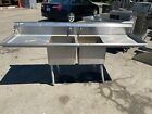 Stainless Steel NSF Commercial Kitchen Sink 2 Compartment w Drainboard CAN SHIP
