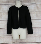VINTAGE Womens Knit One Button Cardigan Sweater Size Medium Black Silver