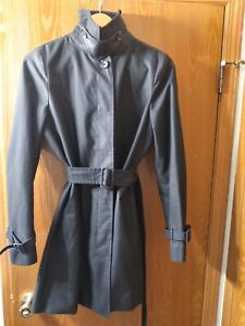 Coach Size Medium Black Mid Length Belted Trench Coat