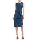 Kay Unger New York Womens Blue Floral Cocktail and Party Dress 2 BHFO 2687