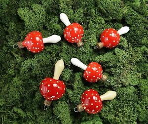 6 Vintage blown glass mushrooms / Fly agaric  (# 14761)
