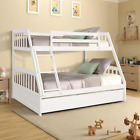 Two Colors US Warehouse Solid Wood Twin over Full Bunk Bed with Two Storage Draw
