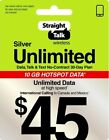 Straight Talk Rob Refill Card 30 Day $45 Prepaid Unlimited  Data Plan TOP UP NOW