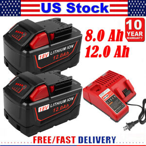 Battery For Milwaukee for M18 18V 12.0AH Extended Lithium 48-11-1890 / Charger