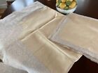 VINTAGE ALENCON LACE TABLECLOTH 12 NAPKINS BUTTER YELLOW LINEN FRENCH LACE
