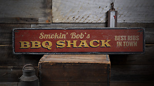 BBQ Shack, Best Ribs In Town, Custom - Rustic Distressed Wood Sign
